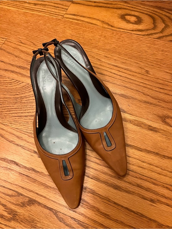 Cole Haan Shoes - Cole Haan Women's Tan Pointed-Toe Slingback Heels - Classic Leather